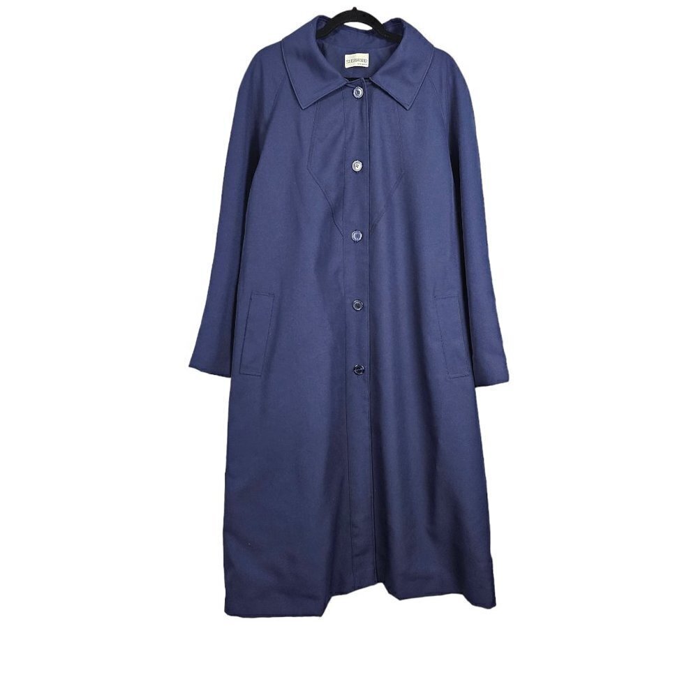 Sherwood Vintage Navy Button Down Trench Coat